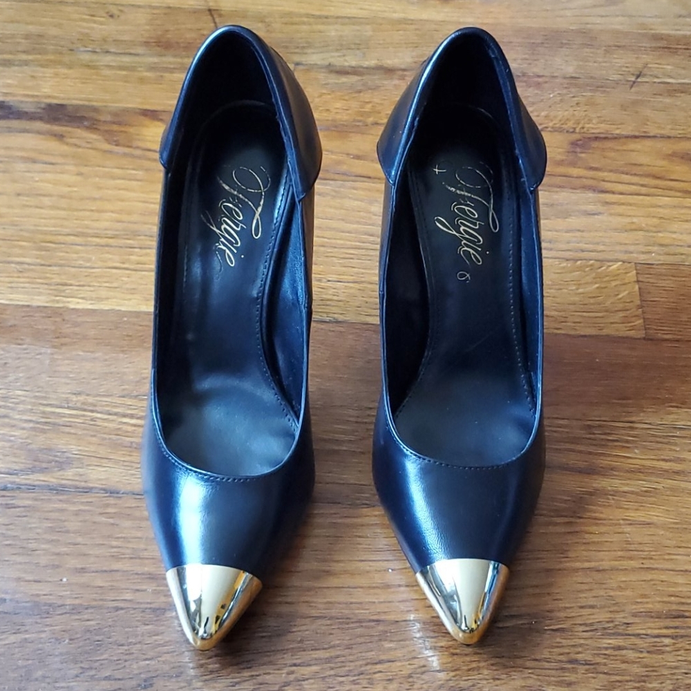 Fergie Podium Gold Cap Toe Pumps